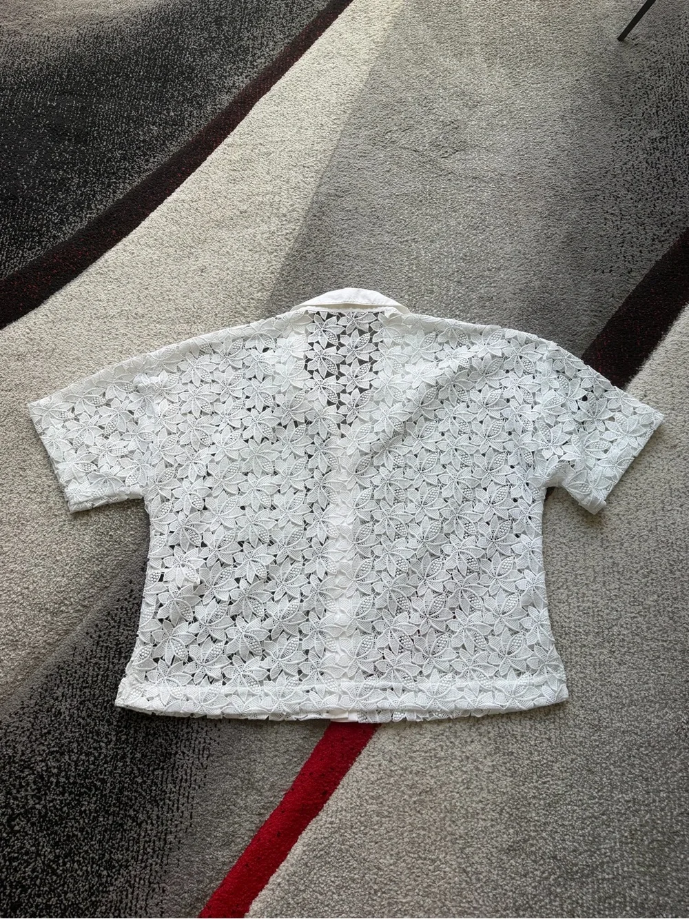 Kate Spade White Floral Lace Oversized Button Front Shirt